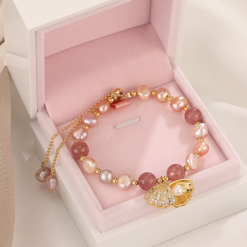 Blush Pearl Seashell Charm Bracelet