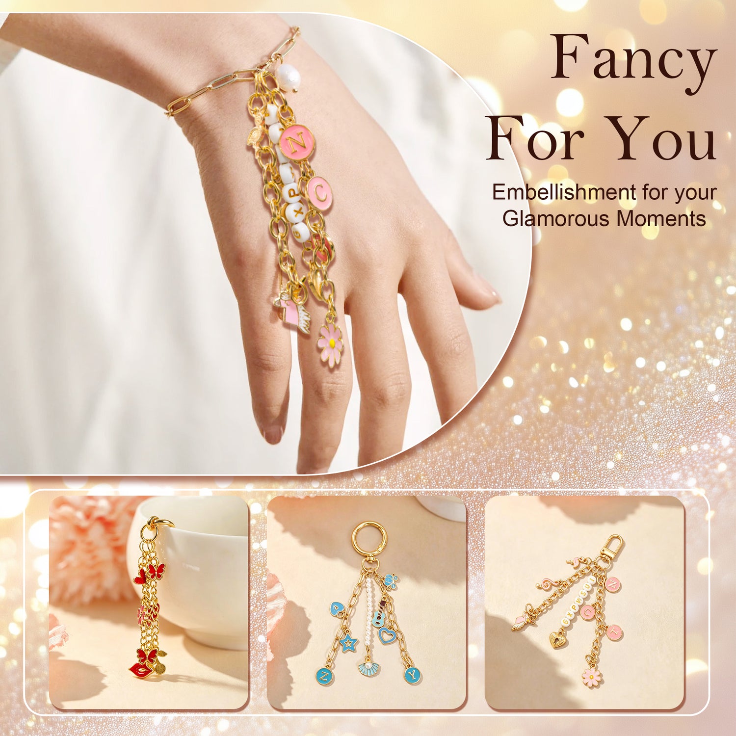 401 Pcs Charms Keychain Making Kit