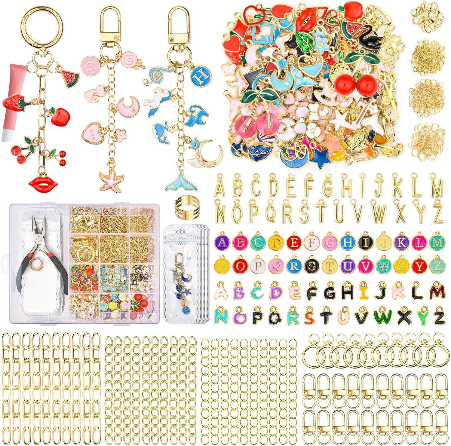 656 PCS Complete DIY Keychain Making Kit