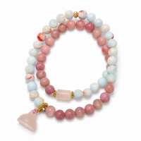 Blush & Sky Beaded Charm Bracelet Set