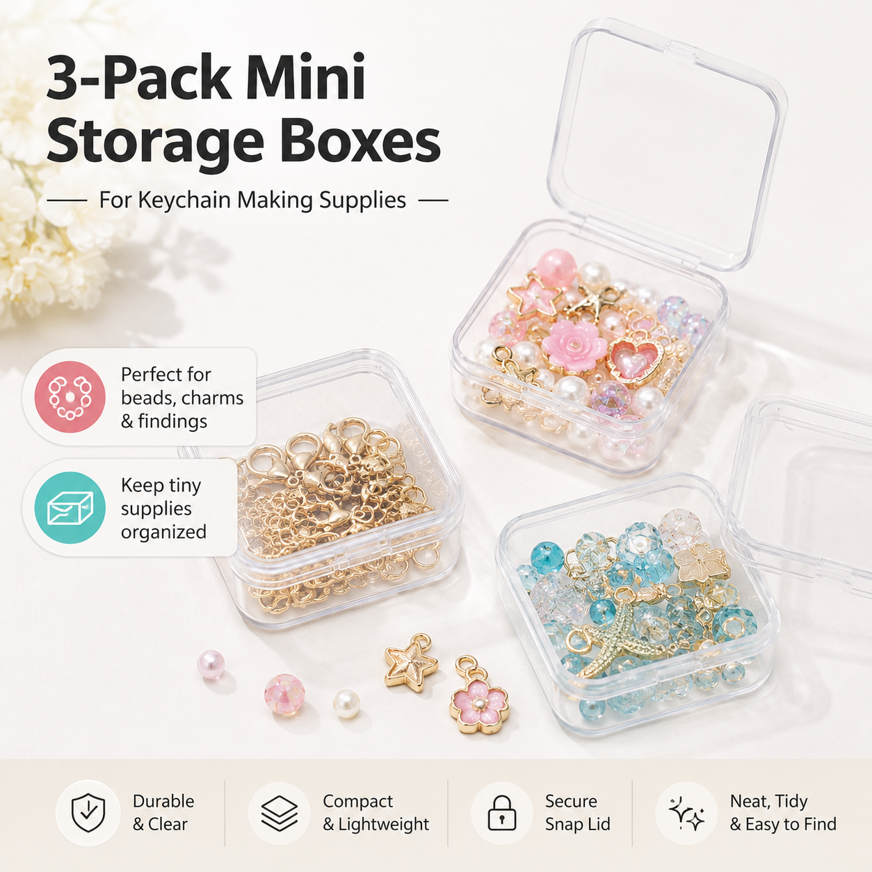 Mini Clear Storage Boxes – Set of 3