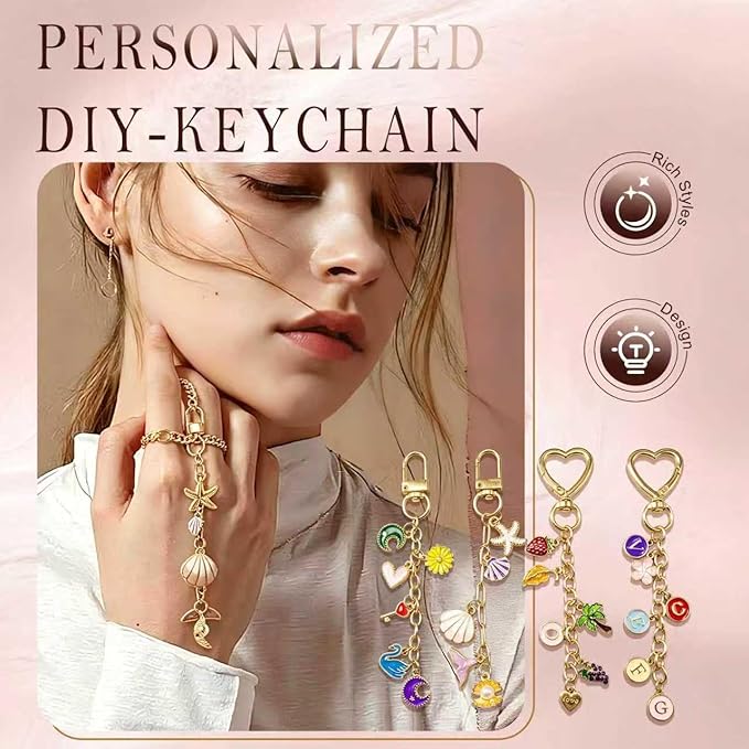 Keychain Making Kit, 514Pcs DIY Craft Supplies with Charms, Hooks, Jump Rings, Lobster Clasps, Chains and Tools for Custom Keychains and Bag Charms