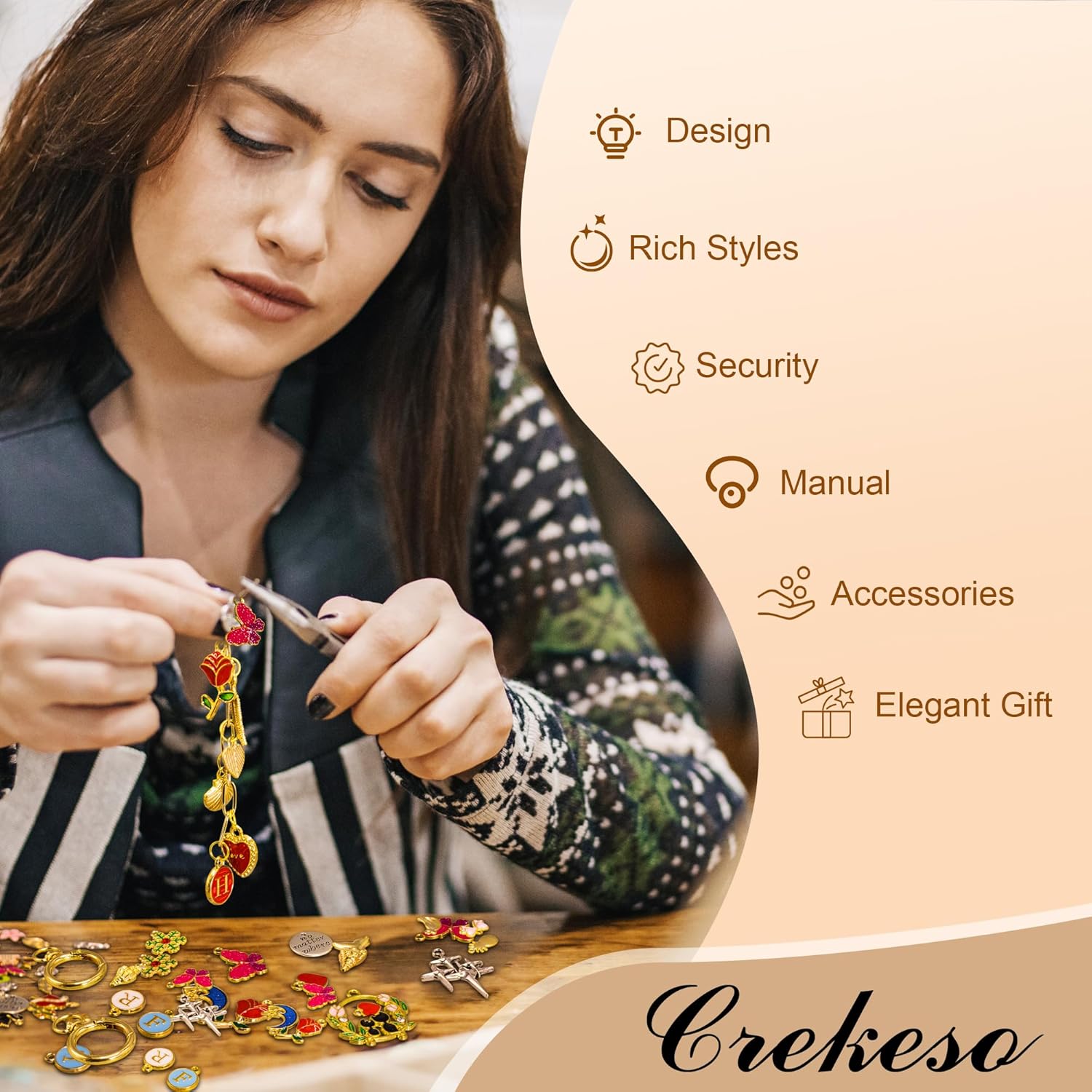 341 Pcs Charms Keychain Making Kit