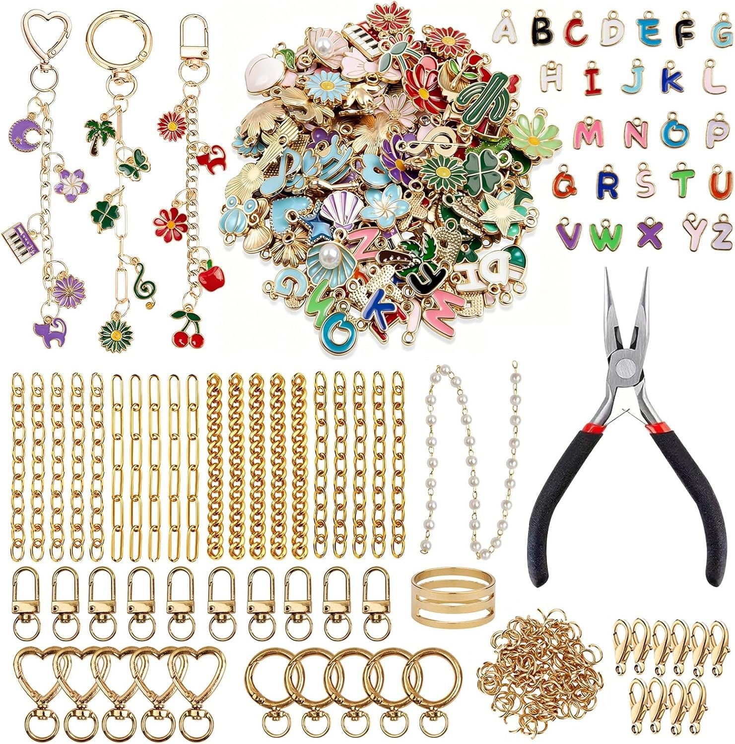 389 Pcs Charms Keychain Making Kit