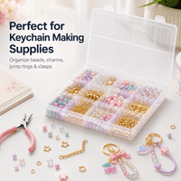 12-Compartment Clear Organizer Box for Keychain Making Supplies