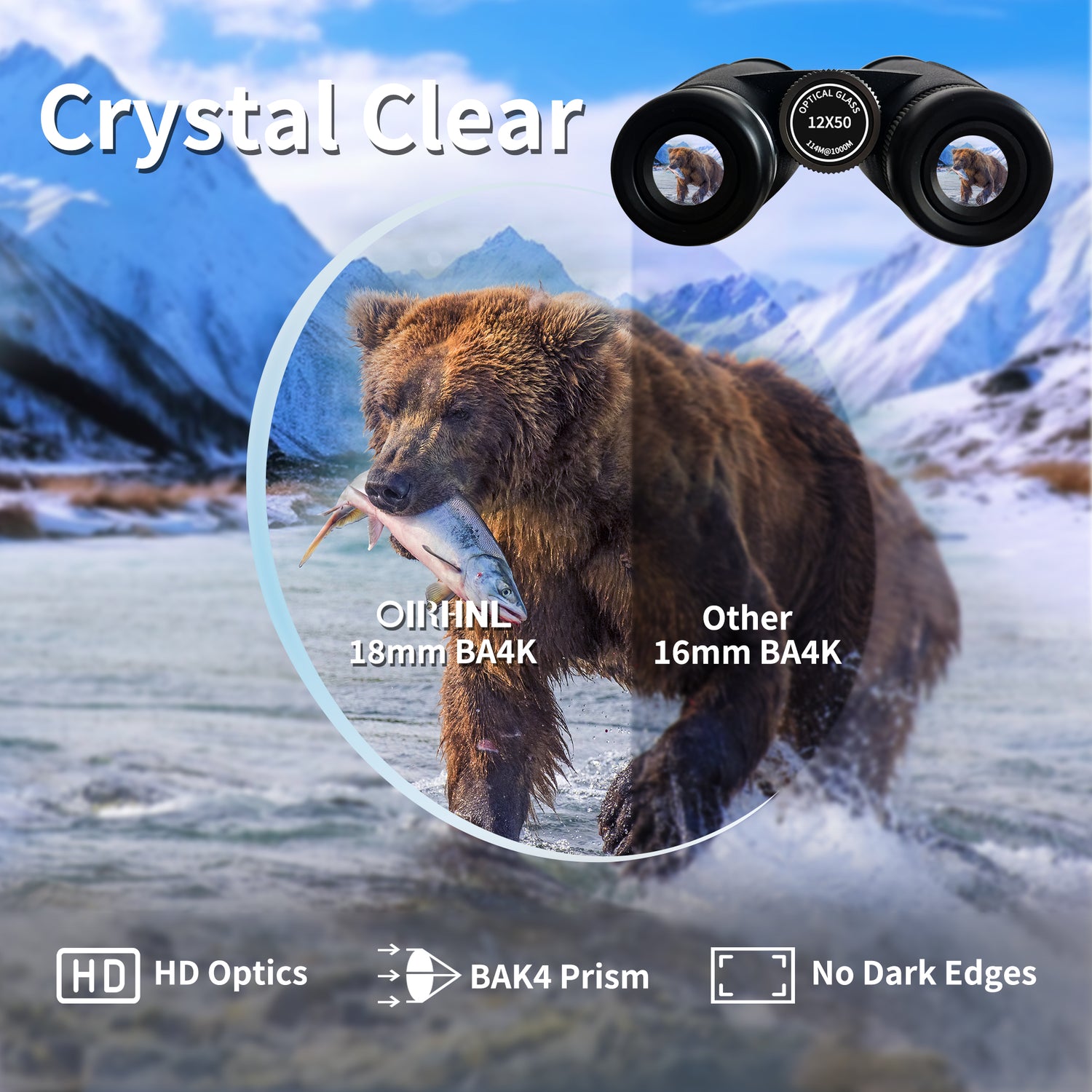 12x50 HD Binoculars for Adults High Powered with Upgraded Phone Adapter