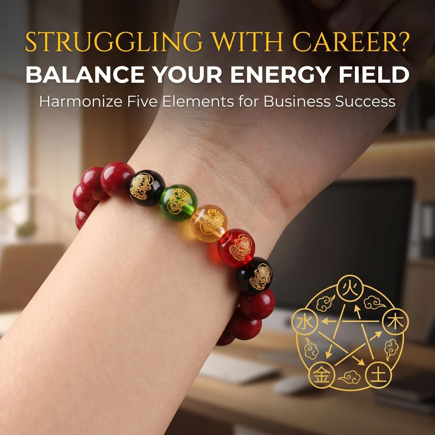 Feng Shui Good Luck and Wealth Bracelet for Men Women Red Cinnabar Bead