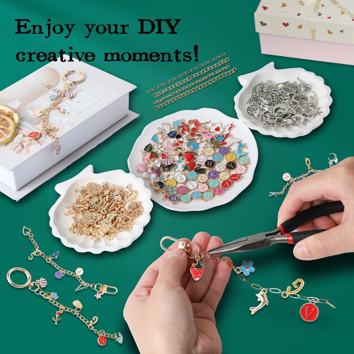 774 Pcs Charms Keychain Making Kit
